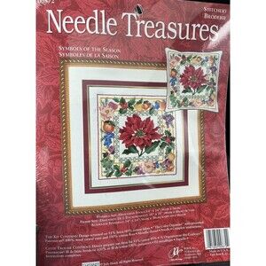 Needle Treasures Needlepoint Kit “Symbols Of The Season" 00872 Poinsettias